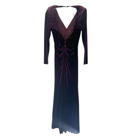 Eliza J Burgundy Cutout Vamp Wedding Guest Velvet Formal Maxi Gown Dress Size 6 - Picture 7 of 12